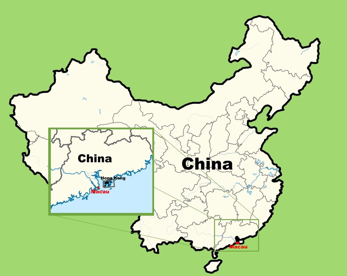 Macao carte de l'asie