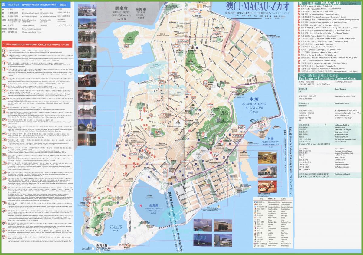 Macao bus de la carte de l'itinéraire