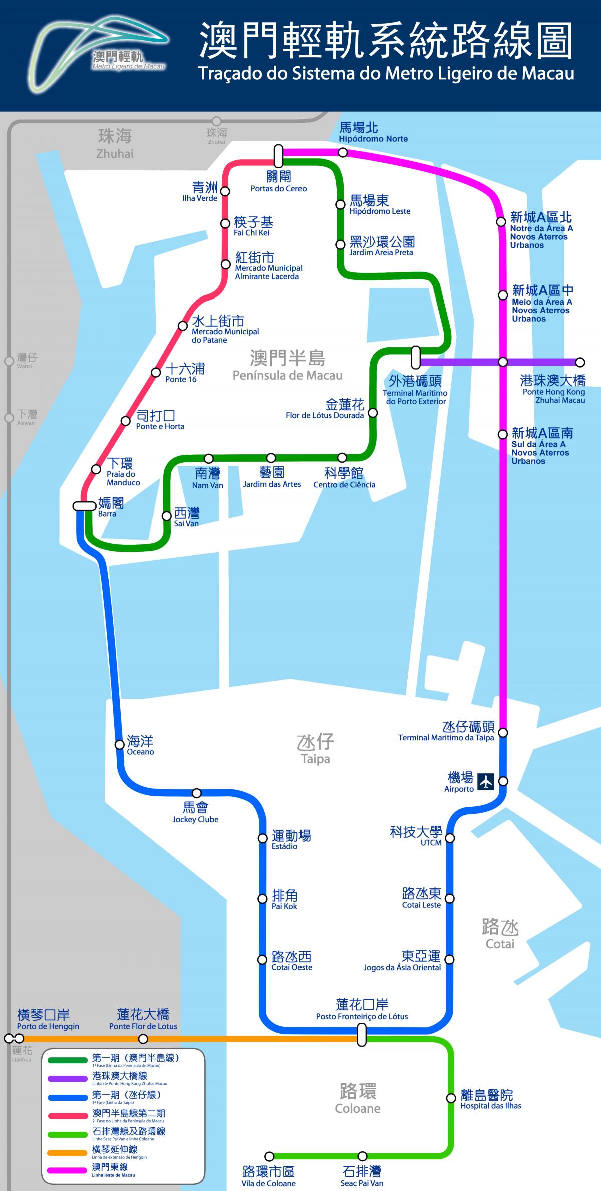 la carte de Macao train