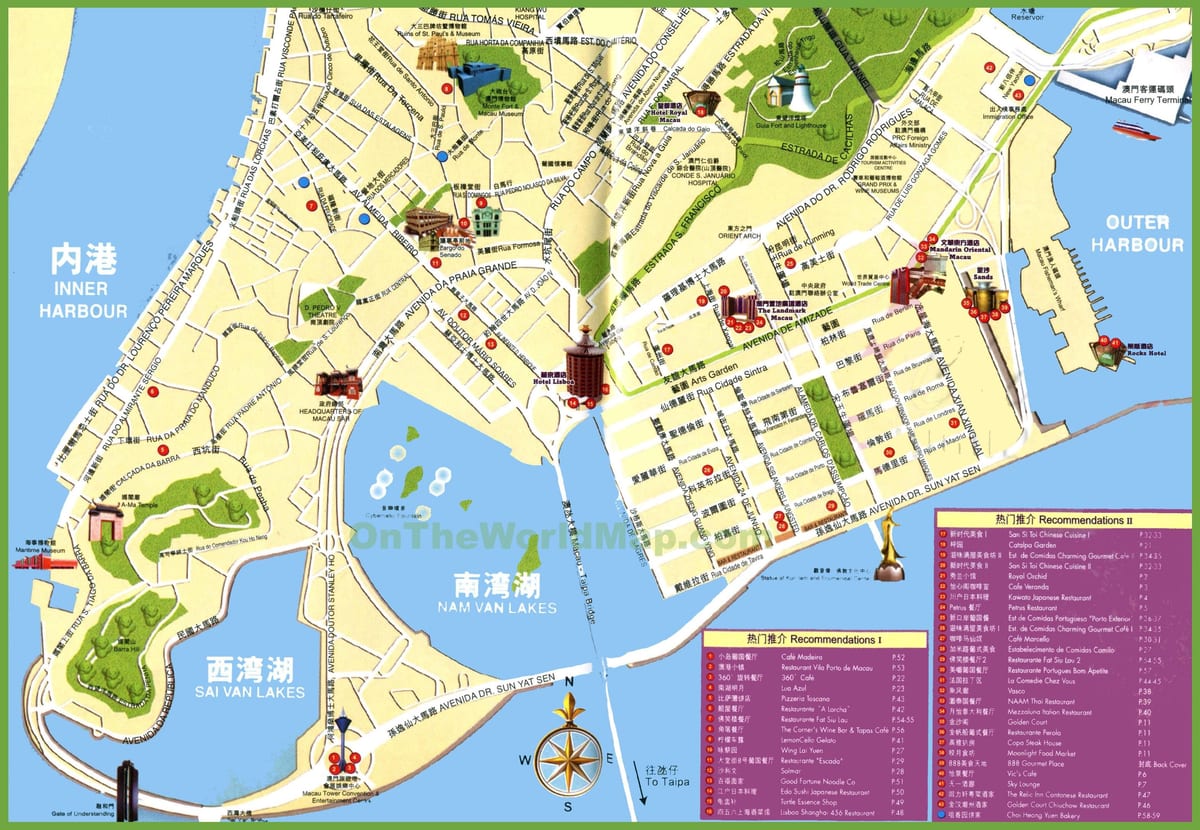 sites touristiques de Macao carte