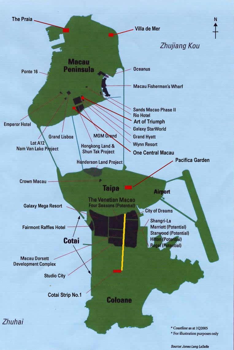 la carte de Macao casino emplacement