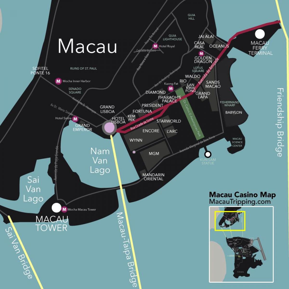 les casinos de Macao carte