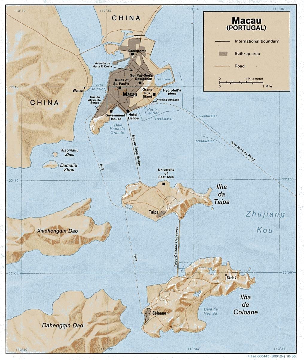 la carte de Macao, de la vieille ville